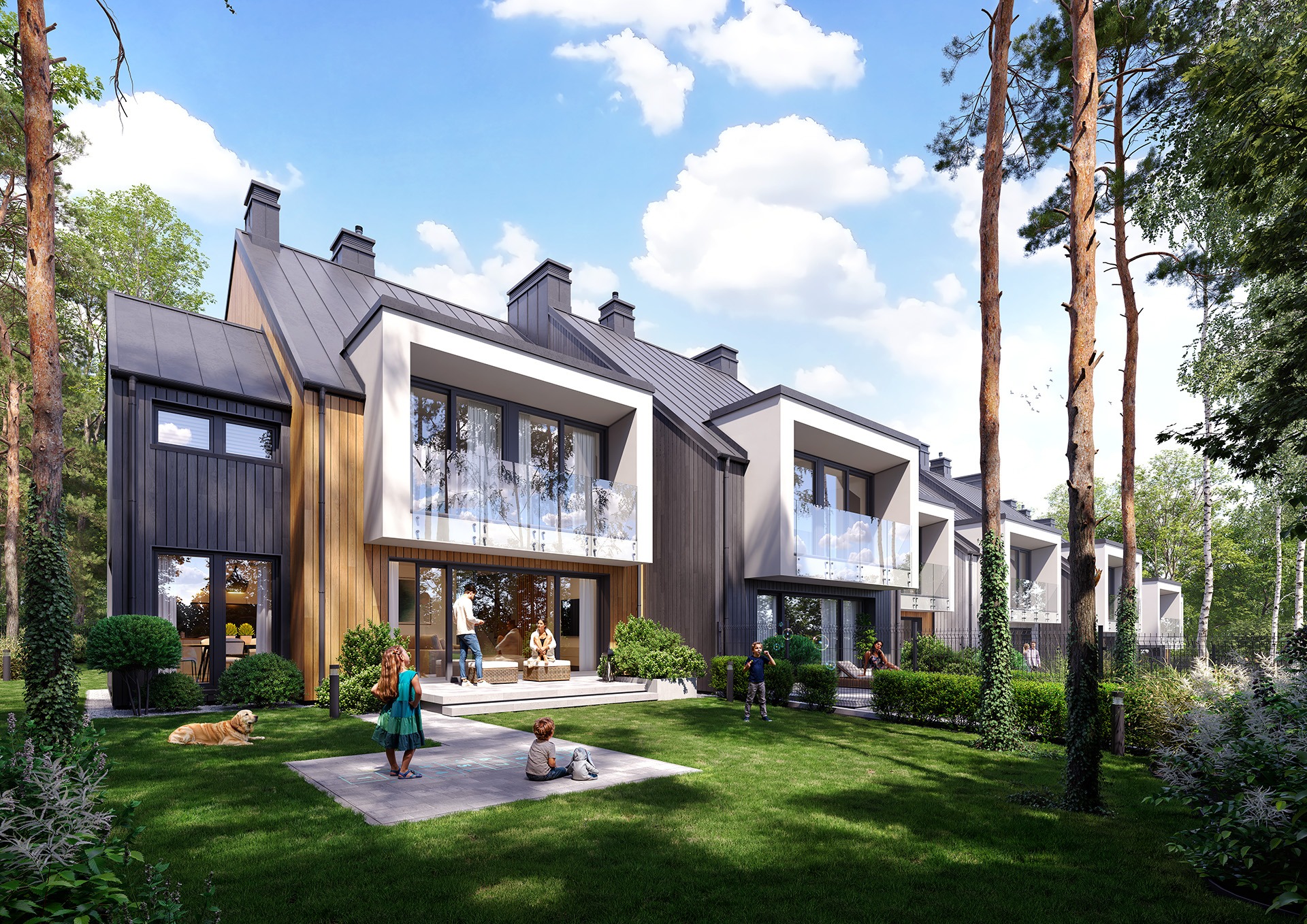 Widok na tarasy i ogrody segmentów